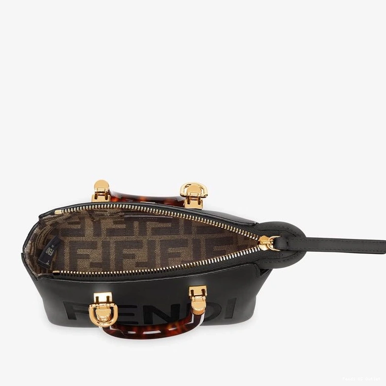 Affordable HOT Bag Logo Boston Fendi By Leather Black ROMA The In Calf Way Mini 0713